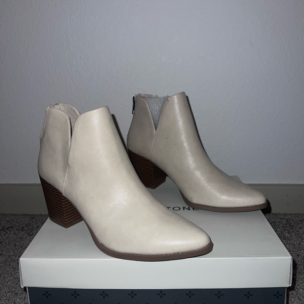 Sun + Stone Cream Ankle Booties